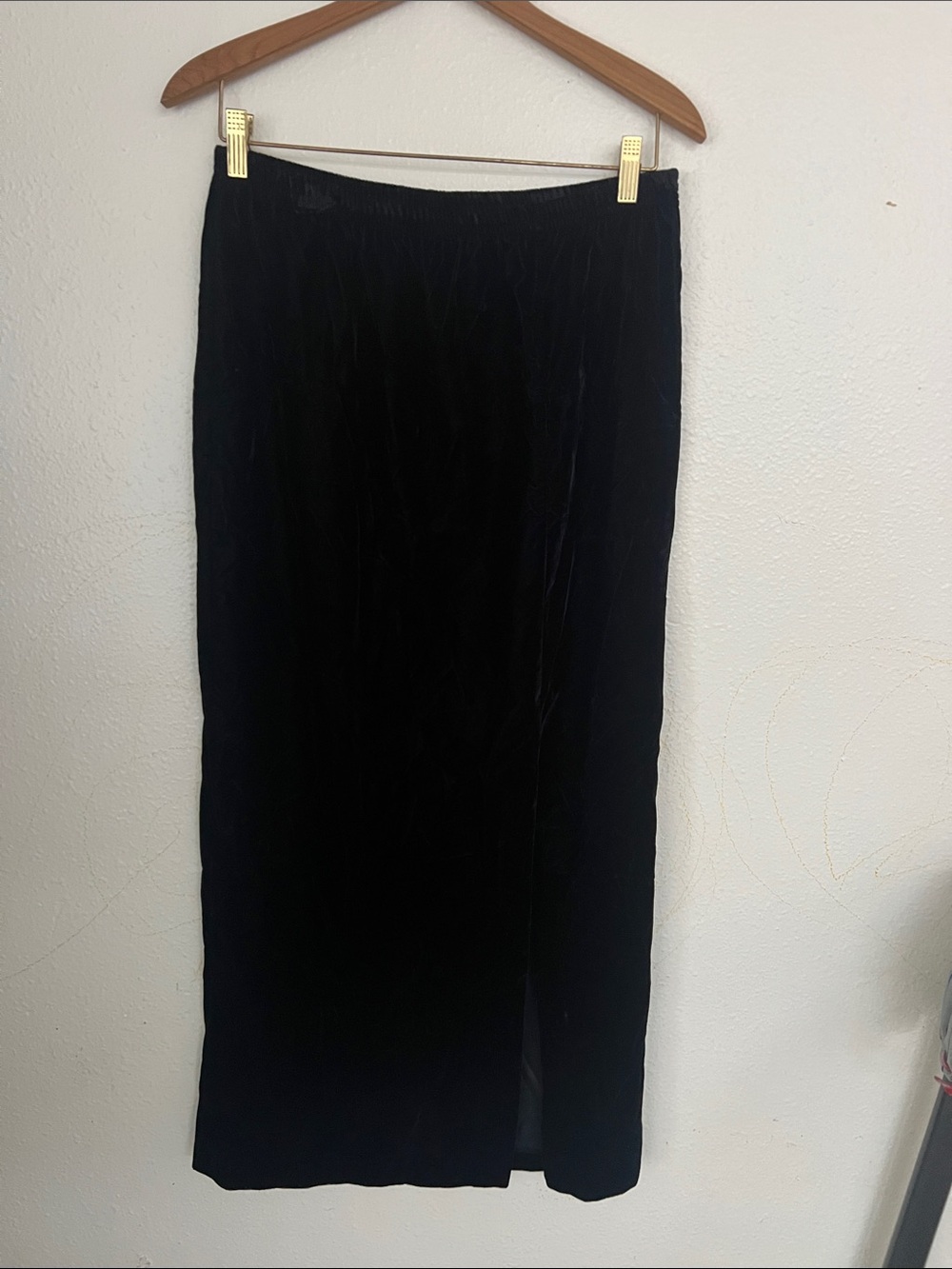 Classic Vintage Black Velvet Maxi Skirt